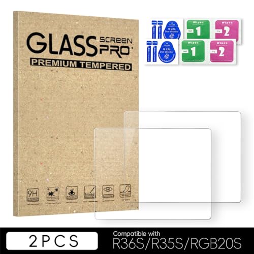 Screen Protector for R36S/R35S/RGB20S Gaming Console 3.5-inch Screen Clear 9H Tempered Glass Resistant to Dust and Scratch - Anti-bubble Film (2 Pieces) - color: 2 Pieces