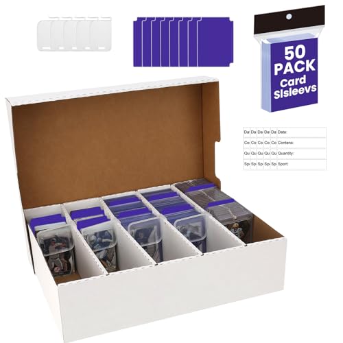 1 Pack Toploader Trading Card Storage Box,5Row 3200 Count Card Box,Bulk Box | Cardboard Storage Box With divider&Card Supporters for TCG/Magic/Mtg/Sports Cards/Baseball/ Game Card Storage and Collection - size: 1-PACK
