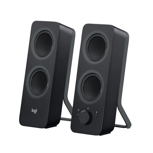 Logitech Z207 2.0 Stereo Computer Speakers with Bluetooth | 10 Watts peak power, active drivers with passive radiators, 3.5 mm input and headphone jack, ideal for PC setups - size: 9.5"x3.5"x4.9"