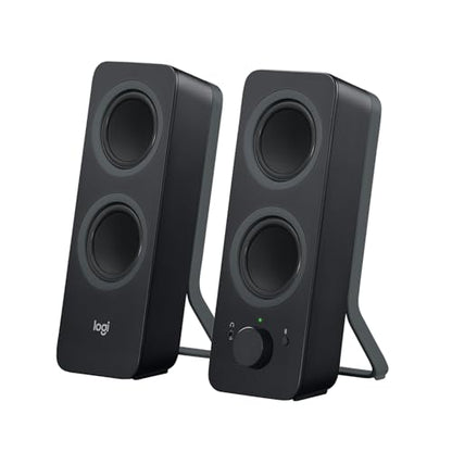 Logitech Z207 2.0 Stereo Computer Speakers with Bluetooth | 10 Watts peak power, active drivers with passive radiators, 3.5 mm input and headphone jack, ideal for PC setups - size: 9.5"x3.5"x4.9"