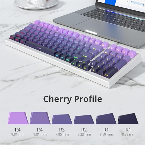 Guffercty kred Gradient Purple 133-keys PBT Cherry Profile Double Shot Backlit Side Printed Keycaps for Gaming Keyboard - color: Gradient Purple