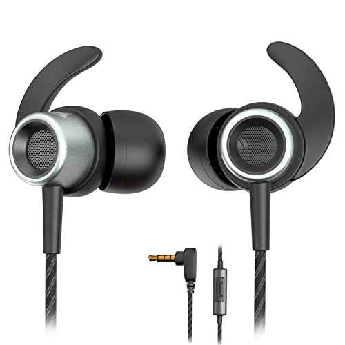 MINDBEAST Noise Cancelling Headphones Wired Earbuds with Microphone | Running Gaming Noise Cancelling Earbuds Wired with Case, Extra Bass For Sport Workout, Adult and Kids, In Ear Ear Bud 3.5mm