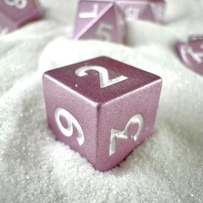 MYZOFEEL 7 pcs Mini Metal Dice Set for DND RPG Games with Keychain Case Portable Role Playing Dice Perfect Accessories - Polyhedral Dice, Dungeons and Dragon Game Dice Set D&D Gifts with Box (Pink) - color: (Pink)