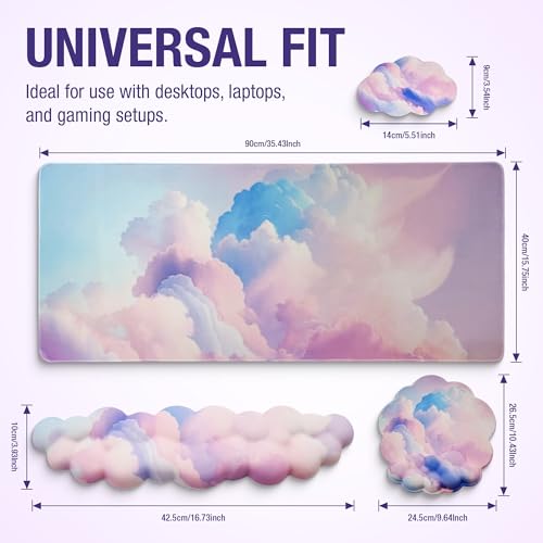Premium Quality Cloud Wrist Rest Keyboard, Mouse Pad, Wrist Rest Pad, Wrist Rest for Computer Keyboard, Cloud Drink Coaster and Mouse Pad - color: Cloud