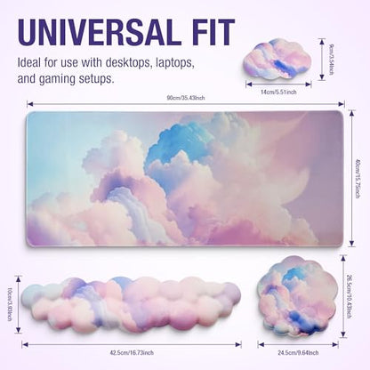Premium Quality Cloud Wrist Rest Keyboard, Mouse Pad, Wrist Rest Pad, Wrist Rest for Computer Keyboard, Cloud Drink Coaster and Mouse Pad - color: Cloud