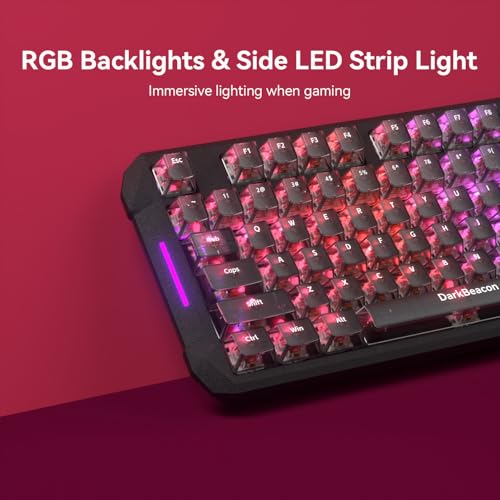 DarkBeacon Blade87 TKL Mechanical Keyboard with Silent Switches, Quiet Typing 87 Keys, Hot Swappable, Gasket Structure, 8000Hz, N-Key Rollover, RGB Backlit, USB Wired Gaming Keyboards for Win/Mac - color: 87-Key Black