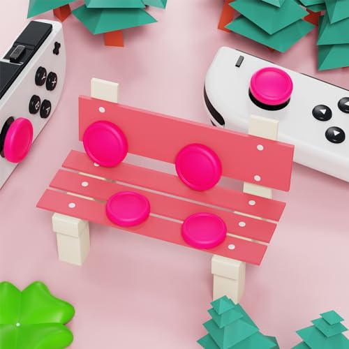 eXtremeRate PlayVital Switch Joystick Caps, Switch Lite Thumbstick Caps, Silicone Analog Cover for OLED Joycon Thumb Grips - Bright Pink - color: Bright Pink