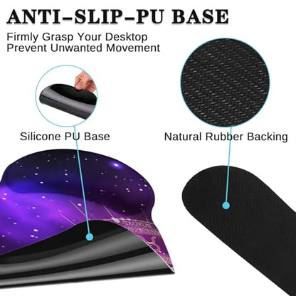 Arttown Keyboard Mouse Pad Set, 4 in 1 Desk Mat Set Galaxy Space | Astrology Sun Large Mousepad+Keyboard Wrist Rest+Mouse Wrist Rest+Coaster Ergonomic Design for Home Office Computer - color: Galaxy Constellation