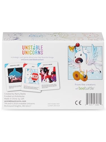 Unstable Games Unstable Unicorns Card Game - Strategy Party Game for 2-8 Players, Ages 8 and Up - Funny Family Game Night Card Game from the Creators of Here to Slay - style: Unstable Unicorns Base game