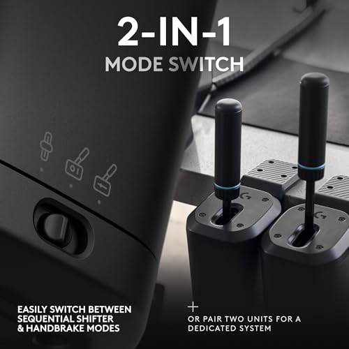 Logitech G RS Sim Racing Shifter & Handbrake (With Mode Switching) | Easy mode switching, height-adjustable handle, for RS & PRO Series, compatible with PlayStation, Xbox, & PC sim racing units - style: RS Series