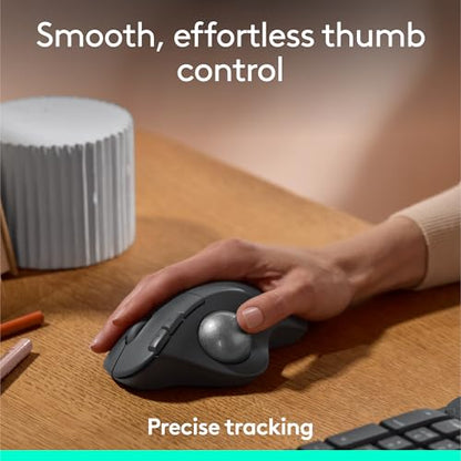 Logitech Ergo M575S Wireless Bluetooth Trackball Mouse - Black Silver Ball | Easy thumb control, precise and smooth tracking, Bluetooth and includes Logi Bolt USB receiver, PC Mac compatible - color: Black + Silver Ball