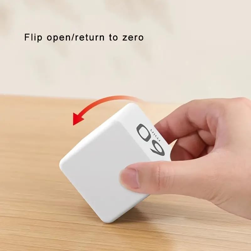 Gravity Sensor Flip Cube Timer Countdown Reminder Doing Time Management for Kitchen, Bedroom, Office, Living Room, Desk 15-20-30-60 Minutes(Black) - color: Black