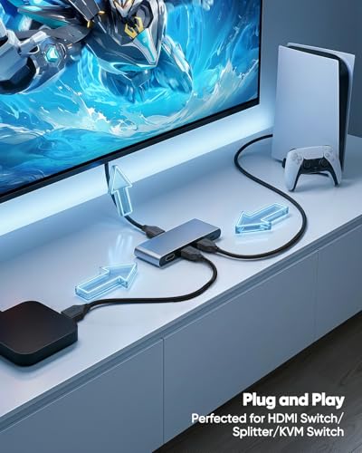 Short HDMI Cable 1FT 10K 8K@60Hz, Small HDMI 2.1 Cable 1 Foot | 4K@120Hz Gaming Cord 48Gbps High Speed, HDR10+, eARC, Ethernet Compatible with HDMI Switch, Roku TV, Monitor, Apple TV, PS5