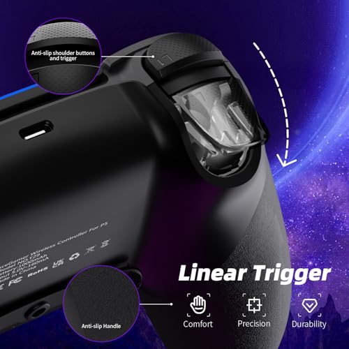 AceGamer Wireless Controller for PS5/Pro/Slim/PC, Hall Effect Joysticks, Macro/Turbo Function, Bluetooth Controller with 6-Axis Gyro/Dual Vibration/Touchpad/Ergonomic/Speaker/3.5mm Audio Jack! - color: Galaxy