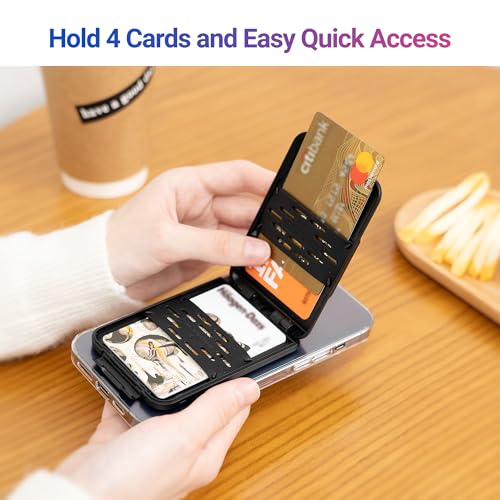PROfezzion Double Sided Magnetic Wallet 4-Card Holder for MagSafe iPhones | Pink, RFID Blocking, Locking Latch, Kickstand, Fits MagSafe Mount Stand Grip for iPhone 17 16 15 14 13 12 Pro Max & More - color: Pink