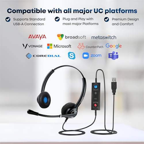 TruVoice Voicepro 20 Headset and Webcam Bundle | Double Ear USB Headset, 1080P Webcam, All-in-One Combination