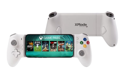 XPlode Type-C Mobile Gaming Controller for Android and iPhone 15/16 Series (USB-C) - Suitable for Cloud Gaming, Call Of Duty, PUBG, Fortnite - Support Xbox Game Pass, Playstation - Phone Controller - color: Retro White