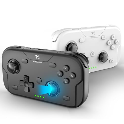 AceGamer 2 Pack Wireless Pocket Controller for Nintendo Switch/Switch 2/Android/iOS/PC/Steamdeck, Joystick Lift and Down Design, Bluetooth Gamepad with 6-axis Gyroscope/Turbo/Vibration/ 1000Hz - color: Black