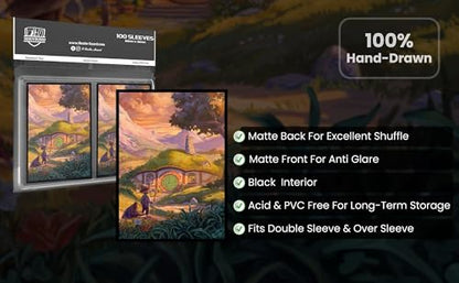 (Halfling Tranquility V1) 100% Hand-Drawn 100ct Textured Matte TCG/MTG Card Art Sleeves by Realm Guard - style: V1 Regular