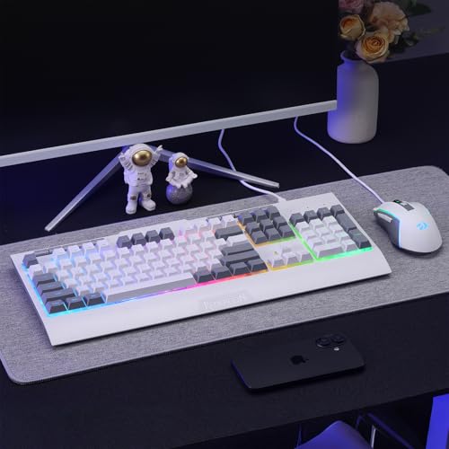 Redragon S151 Combo, K525 MembraneGaming Keyboard + M616 10000 DPI Mouse | 4 On-the-Fly Combos, No Software Needed, 6-Button Precision Control, Full-Size Layout, Shared Dongle, On-Board CPI Mice - color: S151 WT