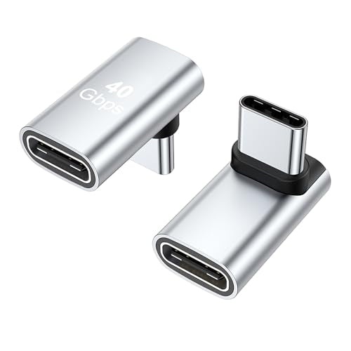 AreMe 90 Degree USB-C Male to Female Adapter, 2 Pack Right Angle 100W Type-C Adapter Extender for Steam Deck, ROG Ally, Switch, Notebook Computers, Tablet and Mobile Phones (Silver) - color: Silver