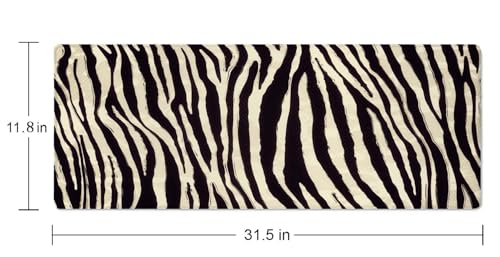 Zebra Striped Printed Desk Mat Large Gaming Mouse Pad XL Extended Mousepad Desk Pad Big Keyboard Pad Desktop Mouse Mat 31.5"x11.8" Deskmat for Gamers with Stitched Edges Non-Slip Rubber Base - color: Zebra Striped Printed