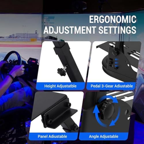 Adjustable Foldable Racing Wheel Stand with Reinforcement Bars for Enhanced Driving Simulation,