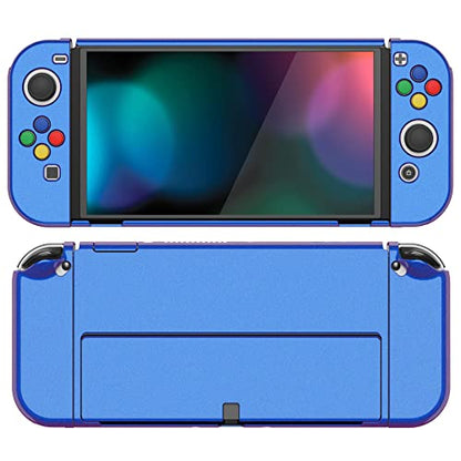 PlayVital AlterGrips Protective Slim Case for Nintendo Switch OLED, Ergonomic Grip Cover for Joycon, Dockable Hard Shell for Switch OLED w/Thumb Grip Caps & Button Caps - color: Glossy Chameleon Purple Blue