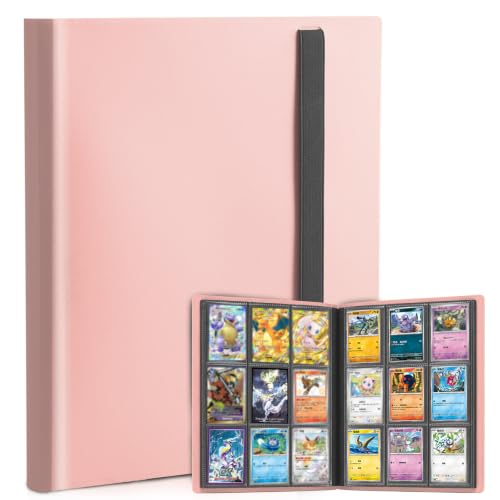 Trading Card Binder, 9 Pocket 20 Pages 360 Cards, Suitable for MTG, TCG(Pink) - color: Pink