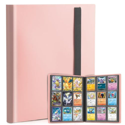 Trading Card Binder, 9 Pocket 20 Pages 360 Cards, Suitable for MTG, TCG(Pink) - color: Pink