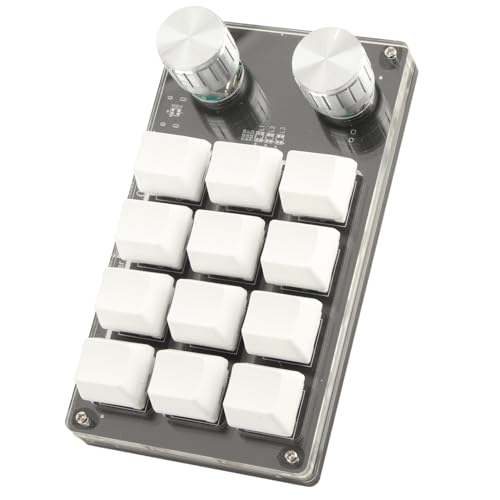 Programmable Macro Mechanical Keyboard Compact 12 Key Pad for Gaming Office Media Acrylic 5.2 X 3 X 1.5in (Black White) - color: Black White