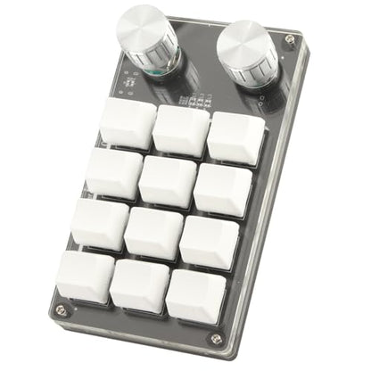 Programmable Macro Mechanical Keyboard Compact 12 Key Pad for Gaming Office Media Acrylic 5.2 X 3 X 1.5in (Black White) - color: Black White