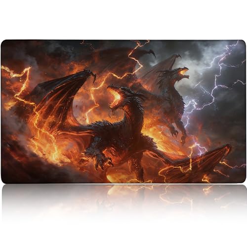 MTG Playmat TCG Card Game Mat Magic The Gathering Play Mat 24x14 Inch - color: Elemental Dragon Rage