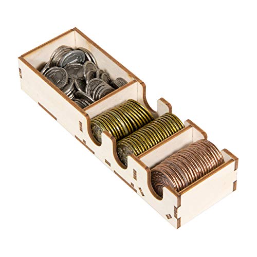 The Broken Token Game Organizer Compatible with 7 Wonders (1st Edition) and Expansions - Wooden Game Organizing Box with Multiple Trays and Dividers