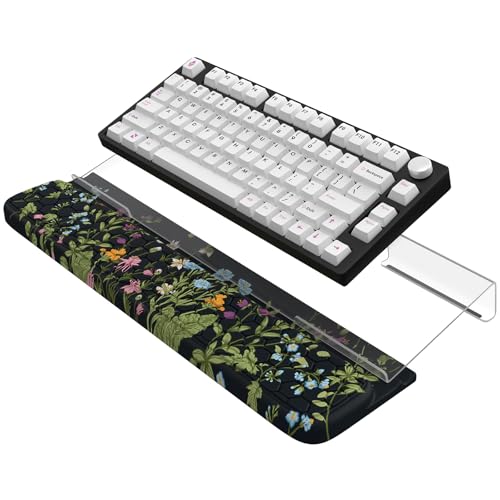 Keyboard Wrist Pad with Non Slip PU Base, 3-Level Height Adjustment Keyboard Stand, Comfy Ergonomic Wrist Rest for Office Home Woman (Grass/Black) - color: Black