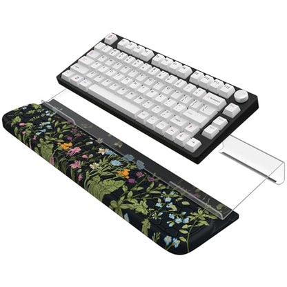 Keyboard Wrist Pad with Non Slip PU Base, 3-Level Height Adjustment Keyboard Stand, Comfy Ergonomic Wrist Rest for Office Home Woman (Grass/Black) - color: Black