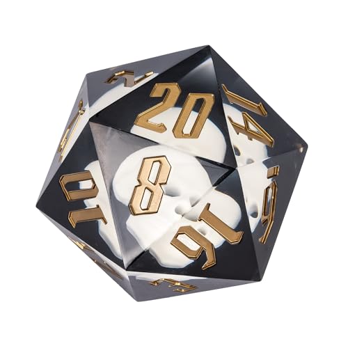 Cusdie Large D20 Dice 55mm with Sharp Edges, D&D 20 Sided Dice, Handmade DND Giant D20 for RPG, Table Games(White Skull) - color: White Skull
