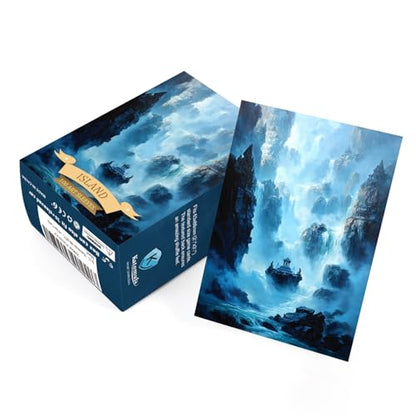 Katomula 100 Card Sleeves for MTG with 100 Inner Sleeve, Textured Back Art Sleeves, Fit Standard Size Cards - Island - color: Island