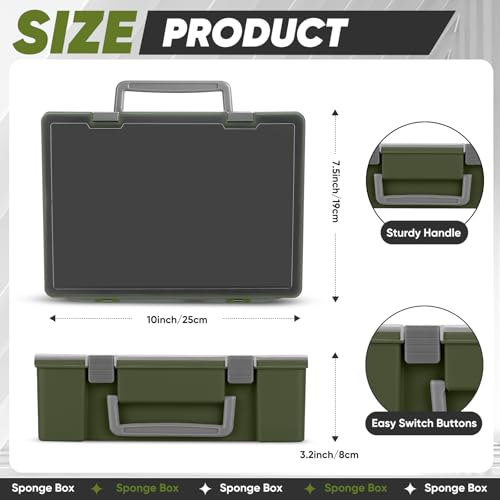 Madcat Miniature Storage Carrying Figure Case - 32 Slot Figurine Minature Carrying Case with 2 Foam Layer for Miniatures Compatible with 40k, DND & More (green1) - color: green1