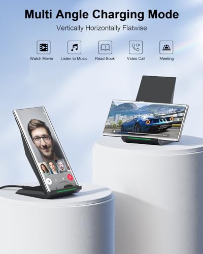 Fast Wireless Charger, [2 Pack] NANAMI Wireless Charging Stand Compatible with iPhone 17/17 Air/17 Pro/17 Pro Max/16/15/14/13, Desktop Nightstand Phone Charger Dock for Galaxy S26/S26+/S25/S24/S23/S22 - color: Black/Black