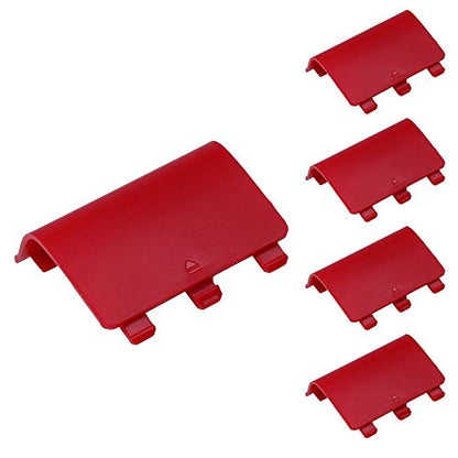 5 PCS Battery Cover Door Lid Shell Replacement Parts for Xbox One Wireless Controller (Red)