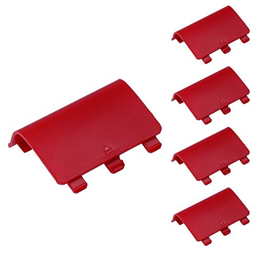 5 PCS Battery Cover Door Lid Shell Replacement Parts for Xbox One Wireless Controller (Red)