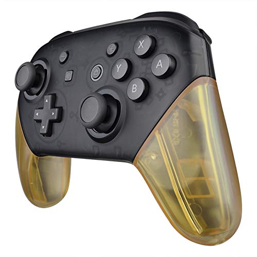 eXtremeRate Amber Yellow Replacement Handle Grips for Nintendo Switch Pro Controller, DIY Hand Grip Shell for Nintendo Switch Pro - Controller NOT Included - color: Clear Amber Yellow