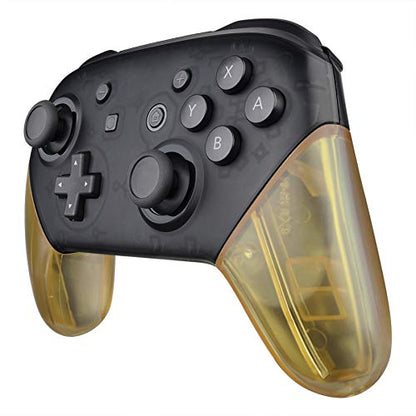 eXtremeRate Amber Yellow Replacement Handle Grips for Nintendo Switch Pro Controller, DIY Hand Grip Shell for Nintendo Switch Pro - Controller NOT Included - color: Clear Amber Yellow