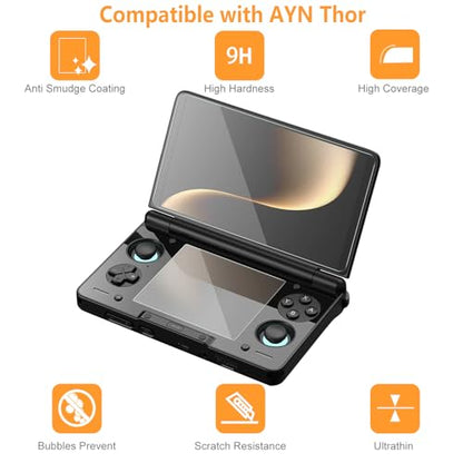 Hianjoo 6-PACK Screen Protector Compatible AYN Thor Handheld Console, Tempered Glass [HD Clarity] [9 Hardness] [Easy Installation][Anti-Scratch], 3 Pack Upper Screen Film + 3 Pack Lower Screen Film