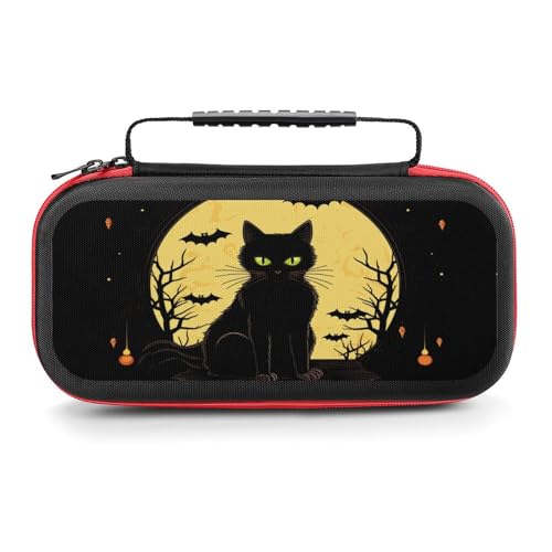 AoHanan Switch Carrying Case Halloween Black Cat Pumpkin Switch Game Case with 20 Games Cartridges Hard Shell Travel Protection Storage for Console & Accessories - color: Halloween Black Cat Pumpkin