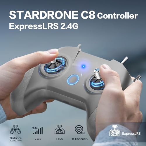 C8 ELRS V3 8CH 2.4GHz RC Radio Transmitter for FPV Drones/Tiny Whoop/Fixed Wing,FPV Drone Simulator Controller for Beginner,Mode 2