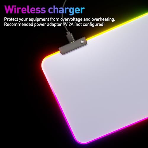 RGB 마우스패드 LED 마우스 패드, 대형 마우스 패드, LED 및 빅 마우스 매트(화이트) - color: RGB 화이트