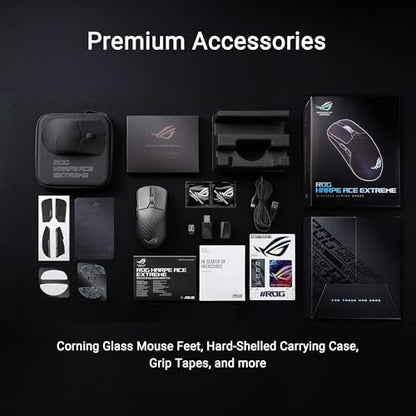 ASUS ROG Harpe Ace Extreme Wireless Esports Gaming Mouse – Carbon Fiber Build, 47g Lightweight, Tri-Mode Connectivity, 42K DPI, up to 70Hr Battery, Glass Skates, Pro-Approved, PC/Mac Support - Black - color: Black, style: Harpe Ace Extreme