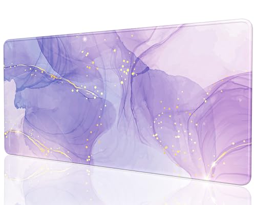 Desk Mat, 32" x 16" XXL Extended Large Gaming Mouse Pad, Desktop Decor Desk Pad, Cute Men Women Office Supplies and Accessories, XL Mouse Mat for Laptop & Keyboard, Minimalism Purple Marble - color: Minimalism Purple Marble, size: 32L x 16W inches